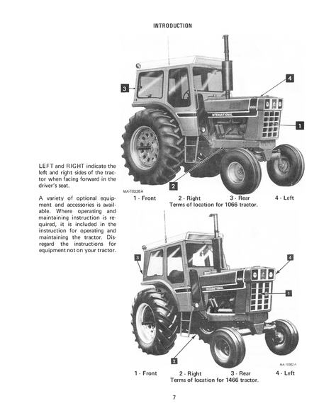 International 766, 966, 1066, and 1466 Tractor Operator's Manual