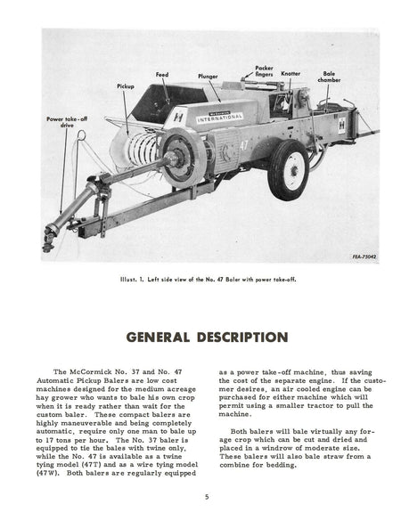 International Harvester 37T 47T 47W Baler Twine & Wire Manual Download