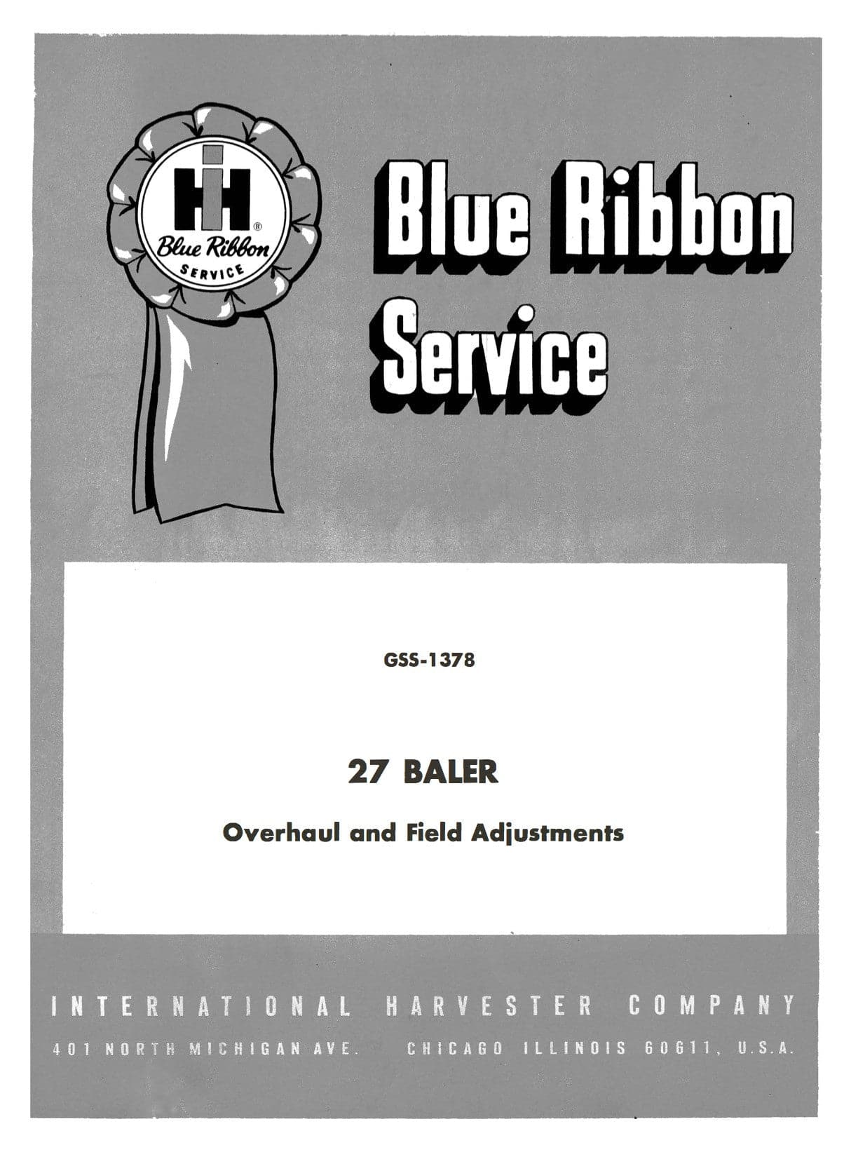 International Harvester 27 Baler Service Manual Download