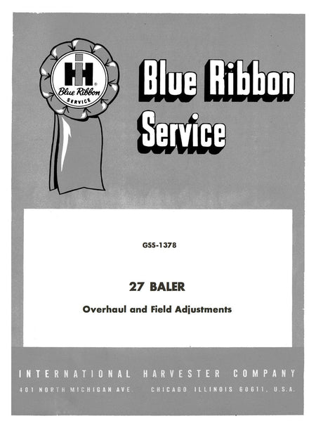 International Harvester 27 Baler Service Manual Download