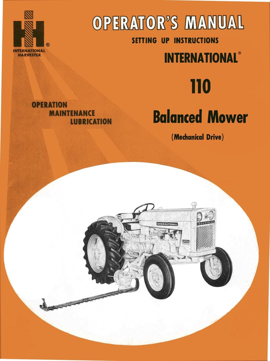 International 110 Balanced Mower (Mechanical Drive) - Operator's Manual - Ag Manuals - A Provider of Digital Farm Manuals - 1