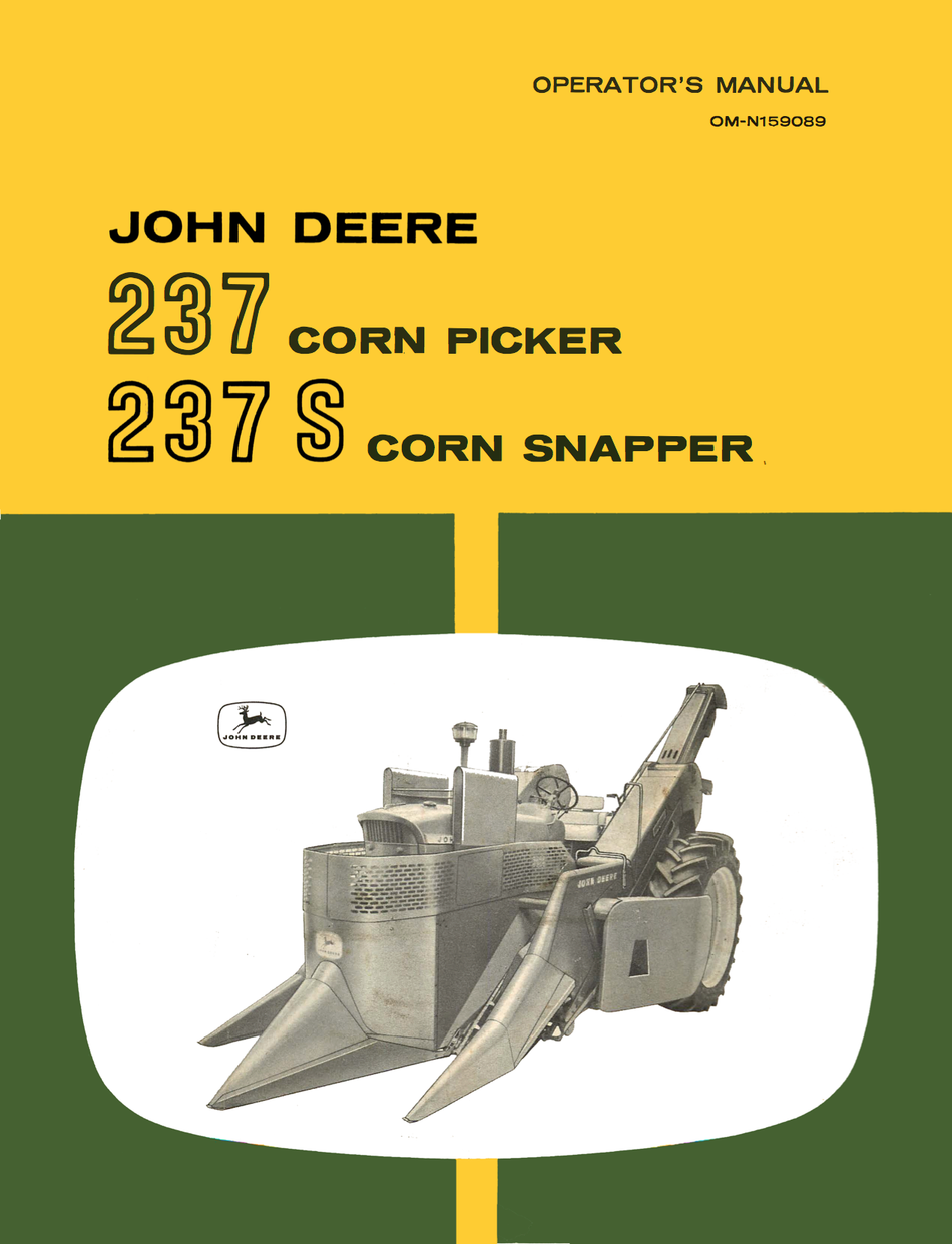 John Deere 237 Corn Picker 237 S Corn Snapper Operator's Manual Download