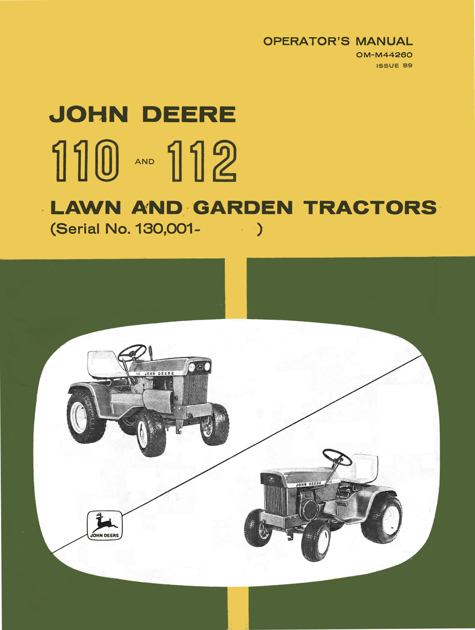 John Deere 110 and 112 Lawn and Garden Tractors - Operator's Manual Download