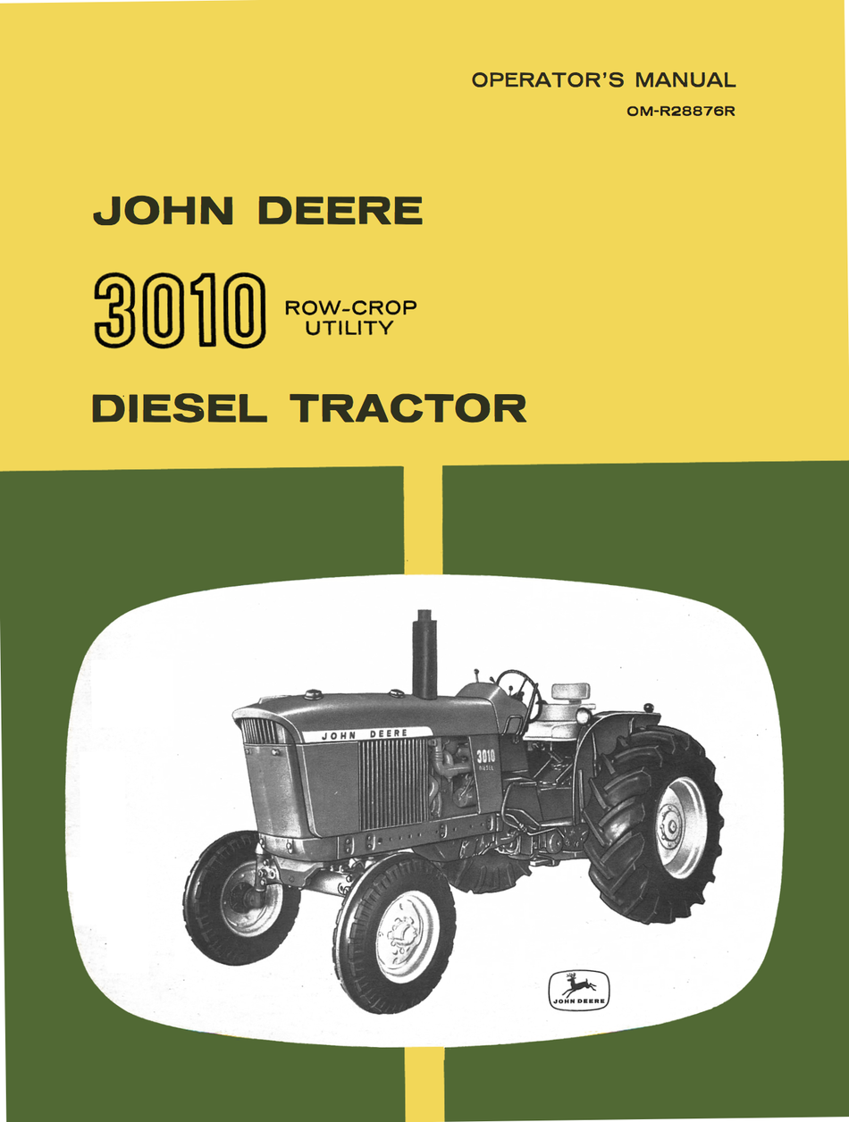John Deere 3010 Row-Crop Utility Diesel Tractors Operator’s Manual Download