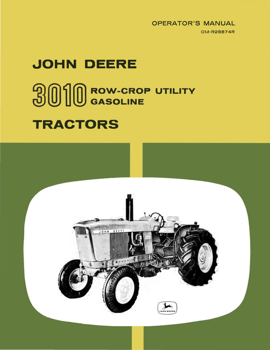 John Deere 3010 Row-Crop Utility Operator's Manual Download