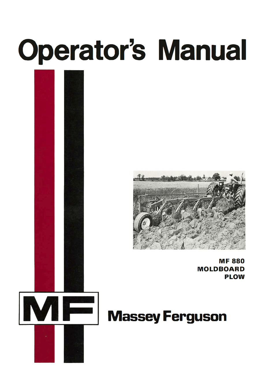 Massey Ferguson MF 880 Moldboard Plow Operator's Manual Download