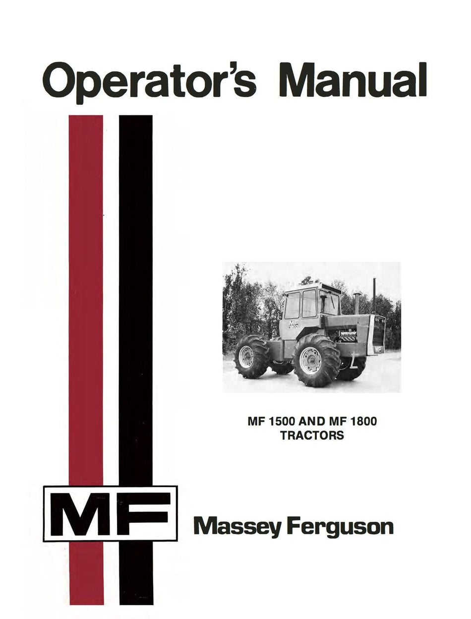 Massey Ferguson MF1500 & MF1800 Tractor Operator's Manual Download