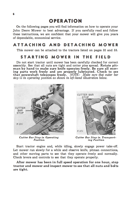 John Deere No. 9 and 9W Mower Operator's Manual Download