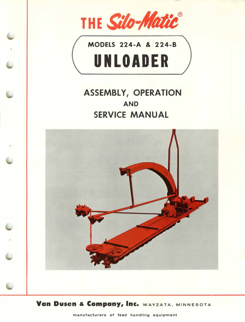 Silo-Matic Feeding Systems Model 224-A & 224-B Unloader - Owner's Manual - Ag Manuals - A Provider of Digital Farm Manuals - 2