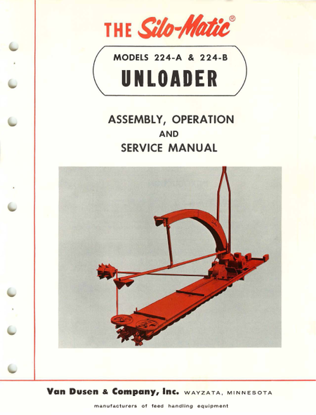 Silo-Matic Feeding Systems Model 224-A & 224-B Unloader - Owner's Manual - Ag Manuals - A Provider of Digital Farm Manuals - 2