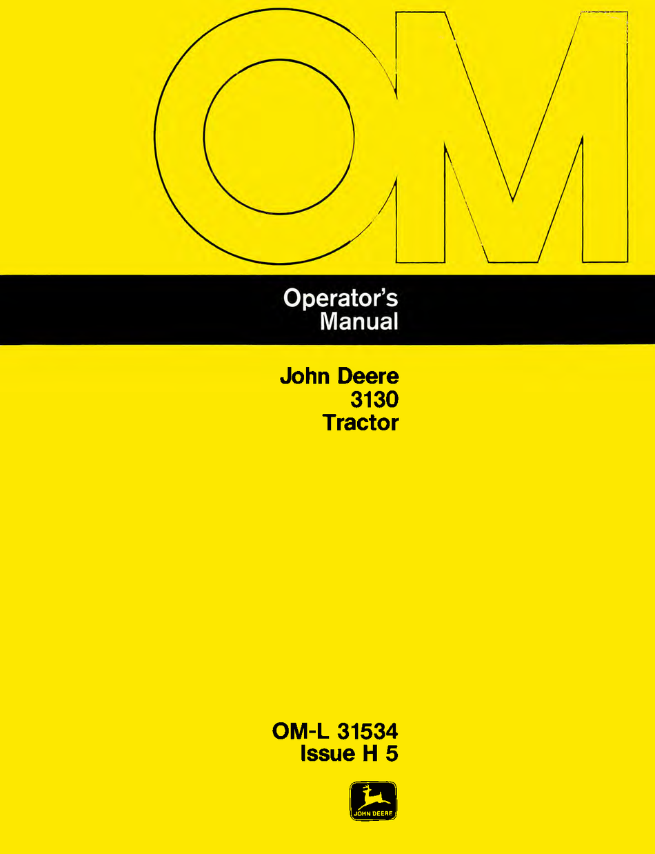 John Deere 3130 Tractor Operator's Manual
