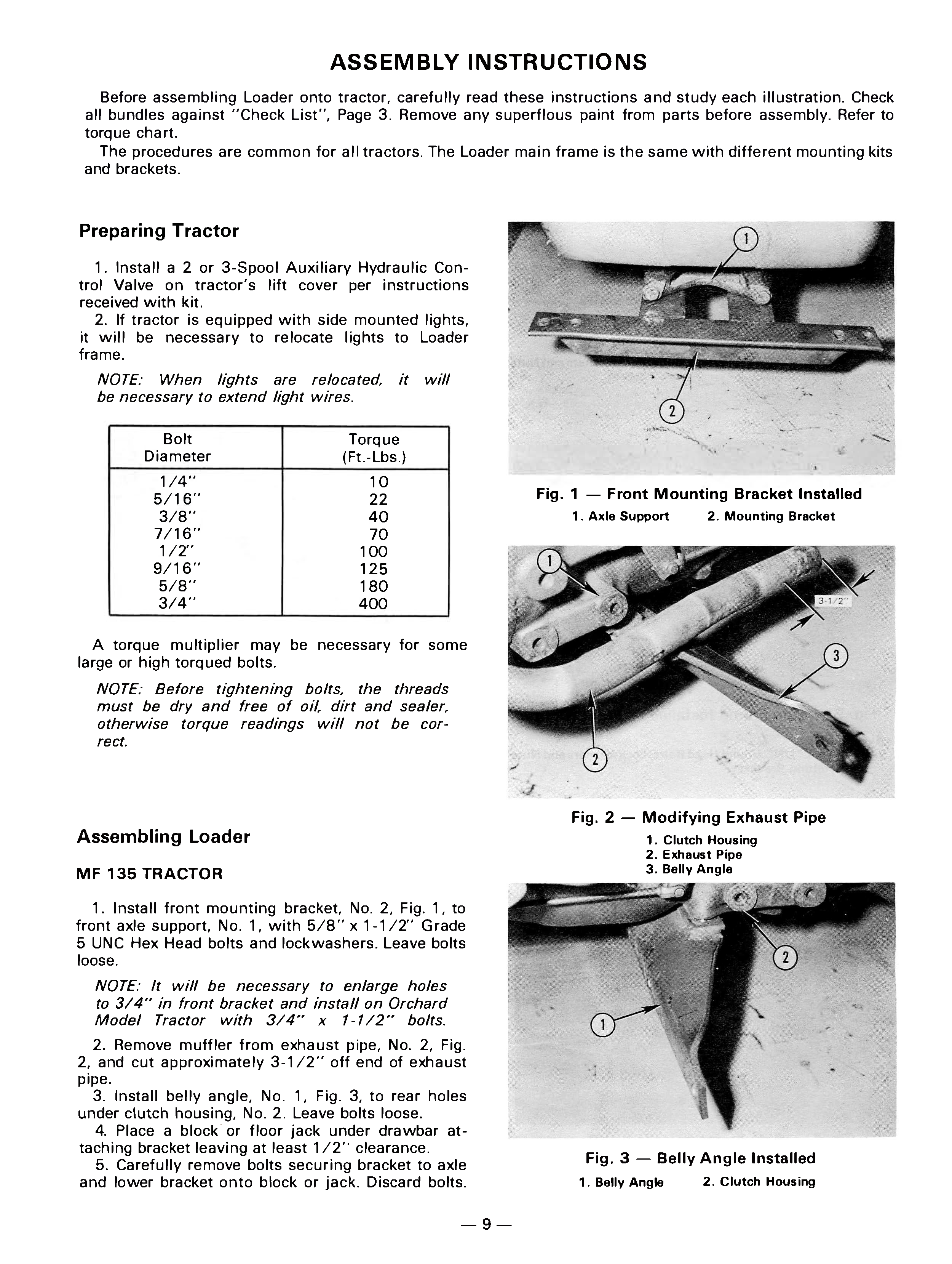 Massey Ferguson MF 235 Agricultural Loader Operator's Manual