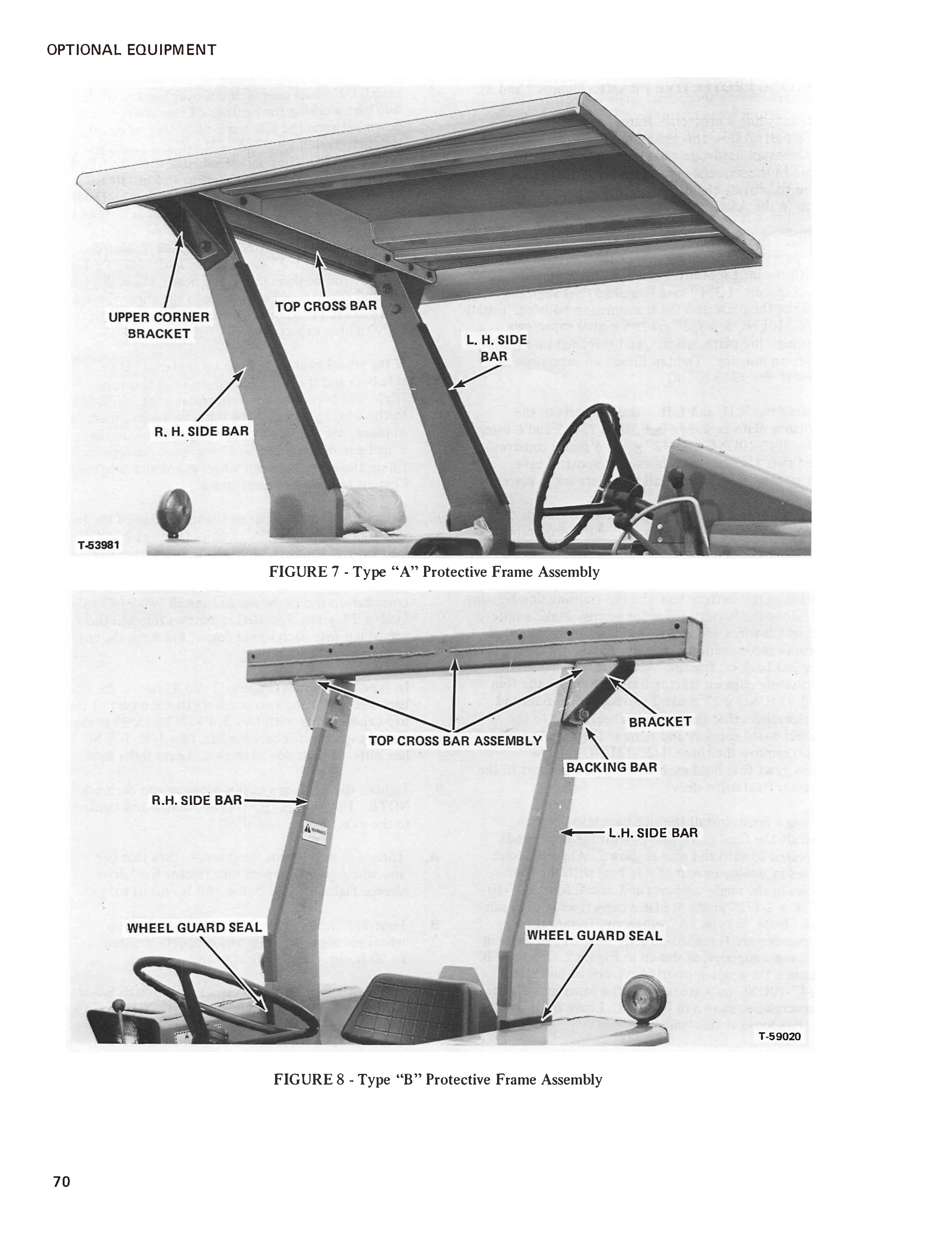 Allis Chalmers Diagram of a protective frame assembly with labeled parts on a white background.