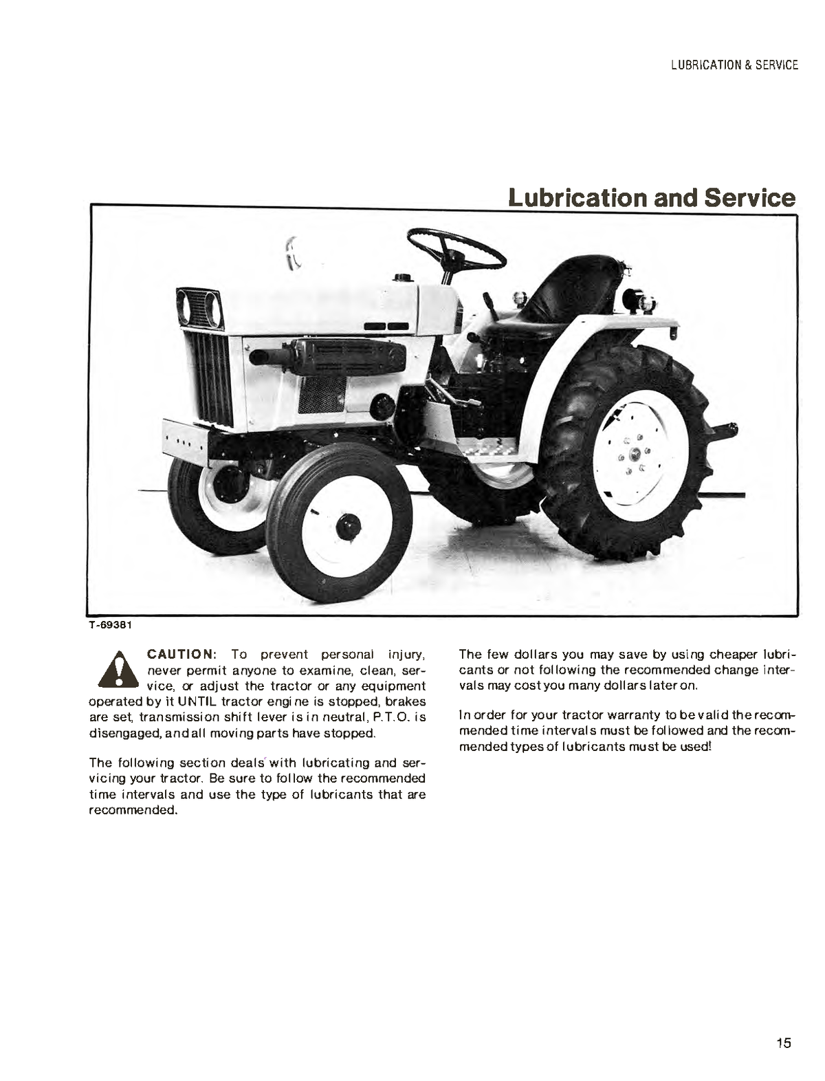 lubrication and service guide for Allis Chalmers 5015 tractor manual
