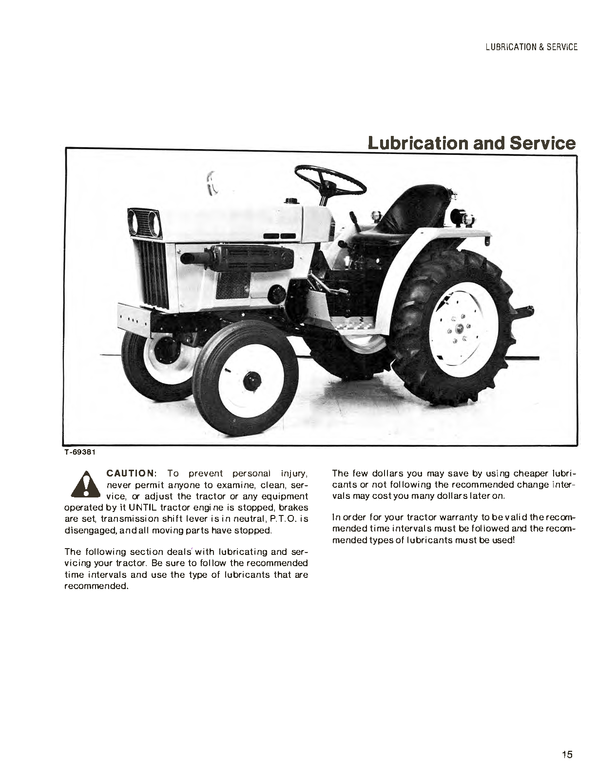 lubrication and service guide for Allis Chalmers 5015 tractor manual