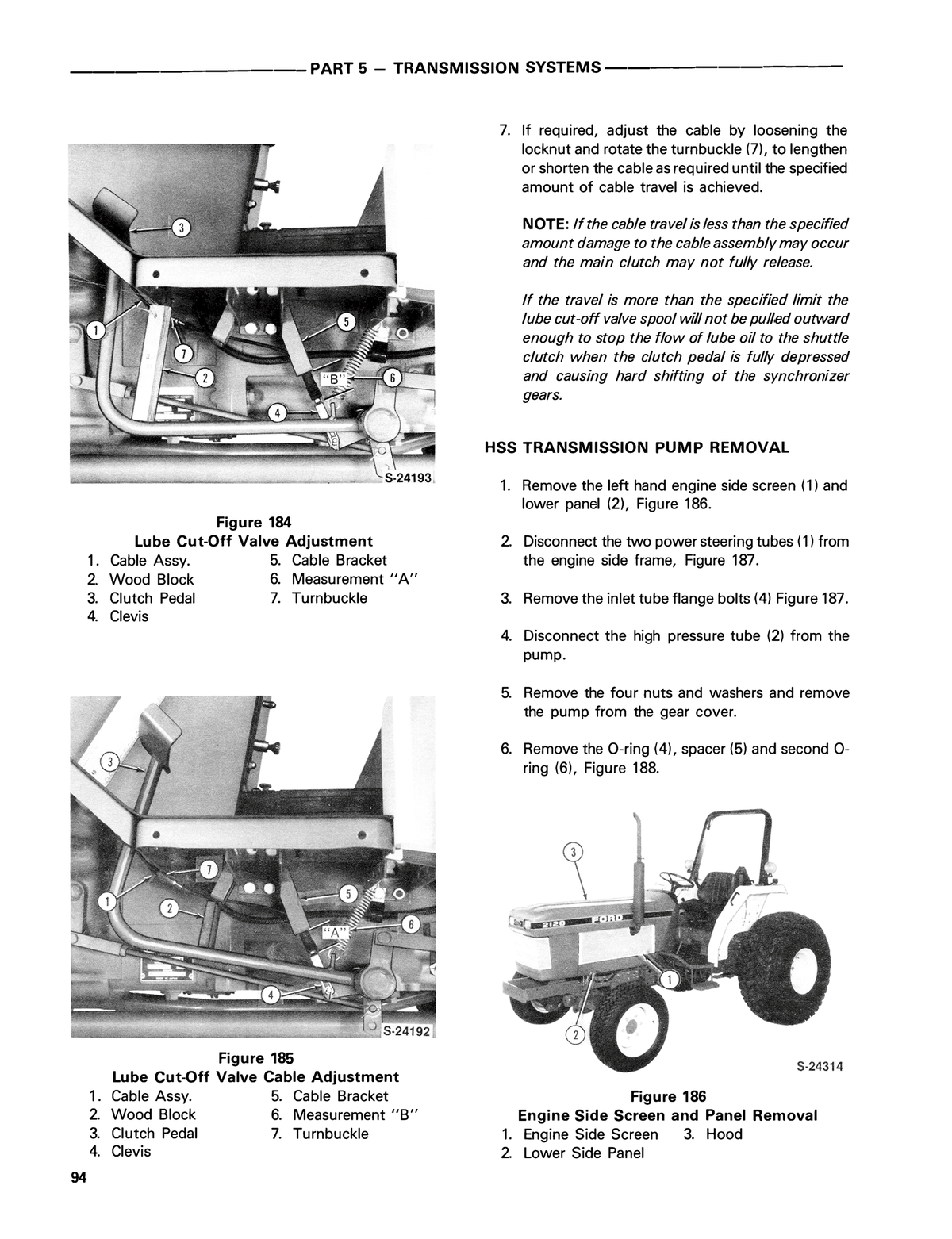 Technical manual for Ford 1920 & 2120 Tractors on transmission systems with diagrams and text.