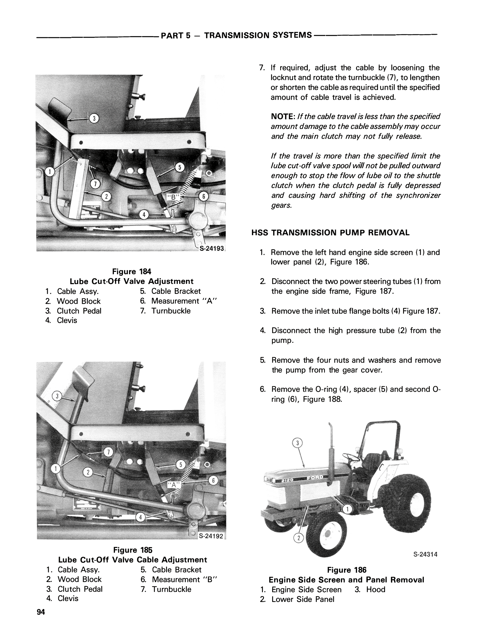 Technical manual for Ford 1920 & 2120 Tractors on transmission systems with diagrams and text.
