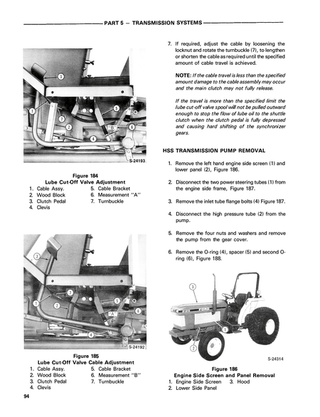 Technical manual for Ford 1920 & 2120 Tractors on transmission systems with diagrams and text.