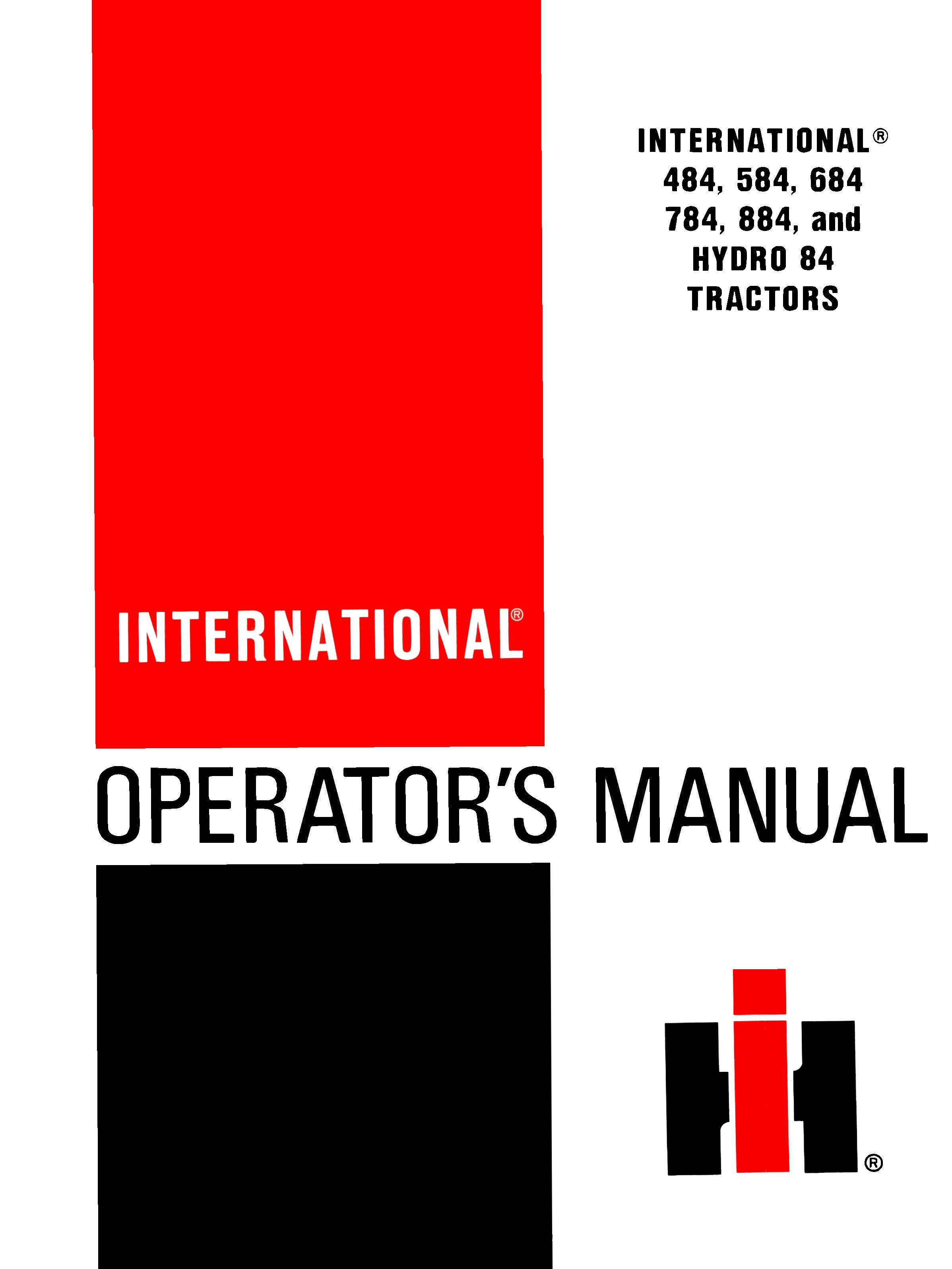 International 484 Tractor Operator Manual | 584–884 & Hydro 84
