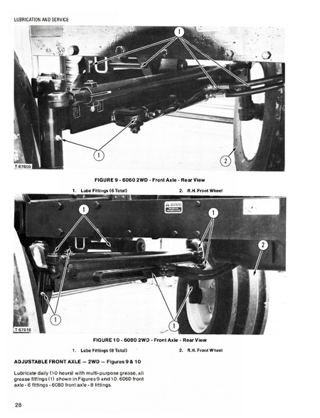 Technical diagram of a front axle assembly Allis-Chalmers 6060-6080 tractor with labeled parts on a white background.