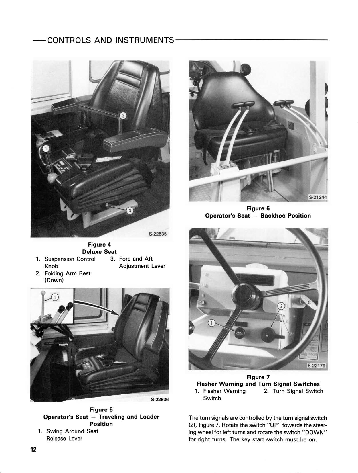 Ford 755B Tractor-Loader-Backhoe Operator's Manual Controls and Instruments Parts