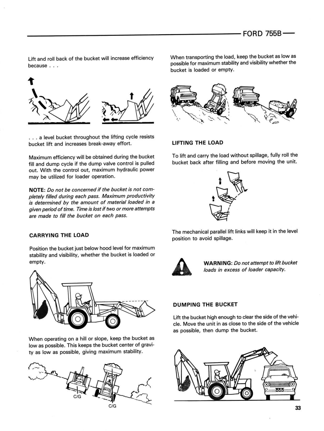 Ford 755B Tractor-Loader-Backhoe Operator's Manual loading