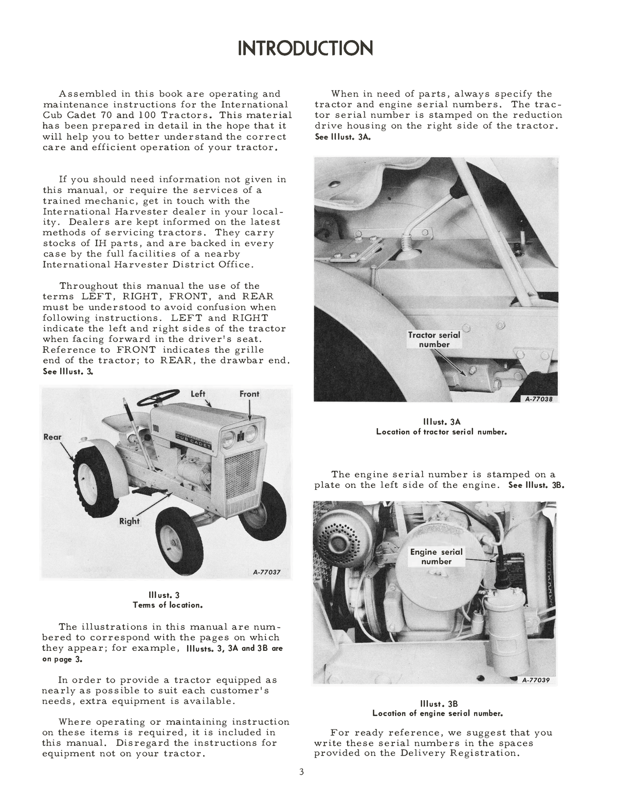 International Harvester Cub Cadet 70 and 100 Tractors Operator's Manual