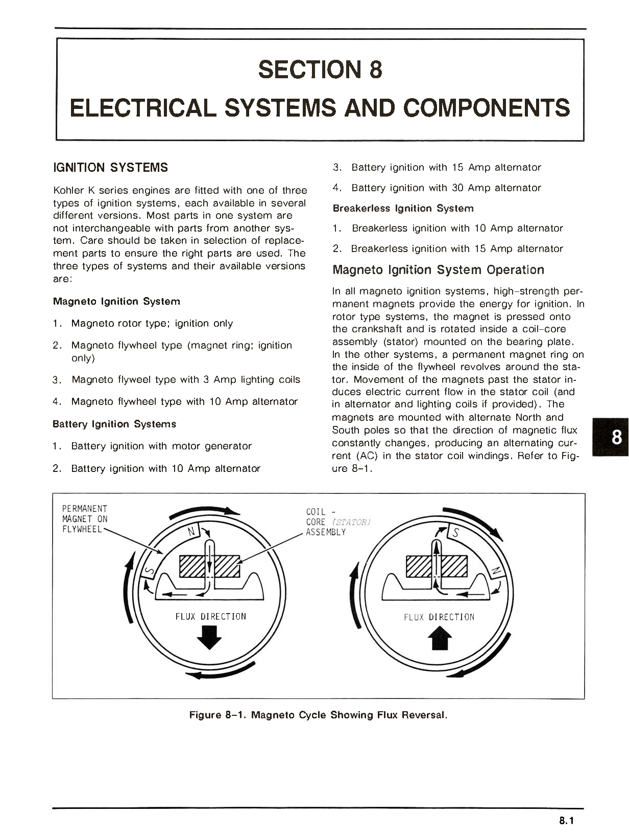Kohler Engine k91-k341 technical manual on electrical systems and components with diagrams and text.