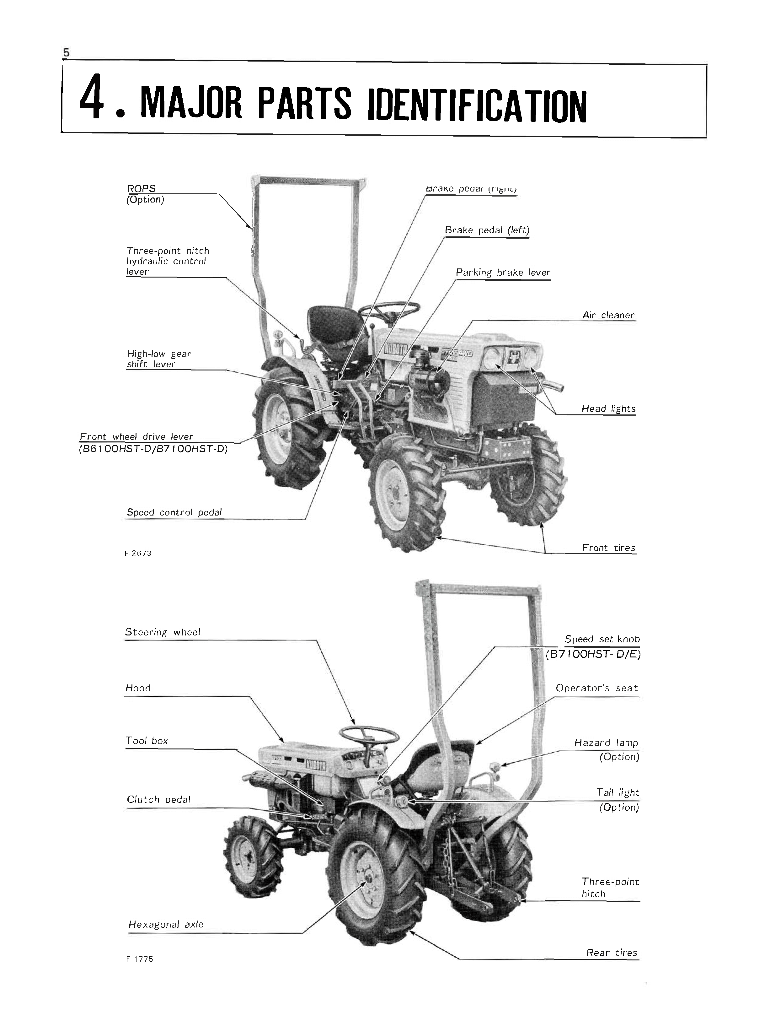 Kubota Tractor Model B6100HST and B7100HST Operator's Manual