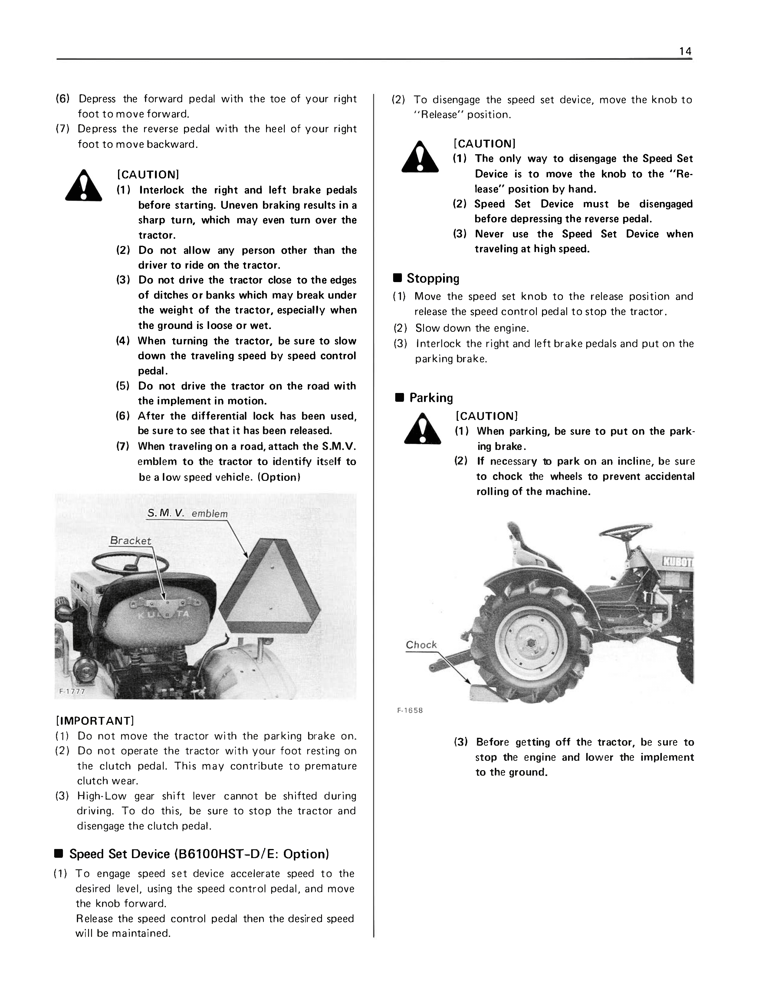 Kubota Tractor Model B6100HST and B7100HST Operator's Manual