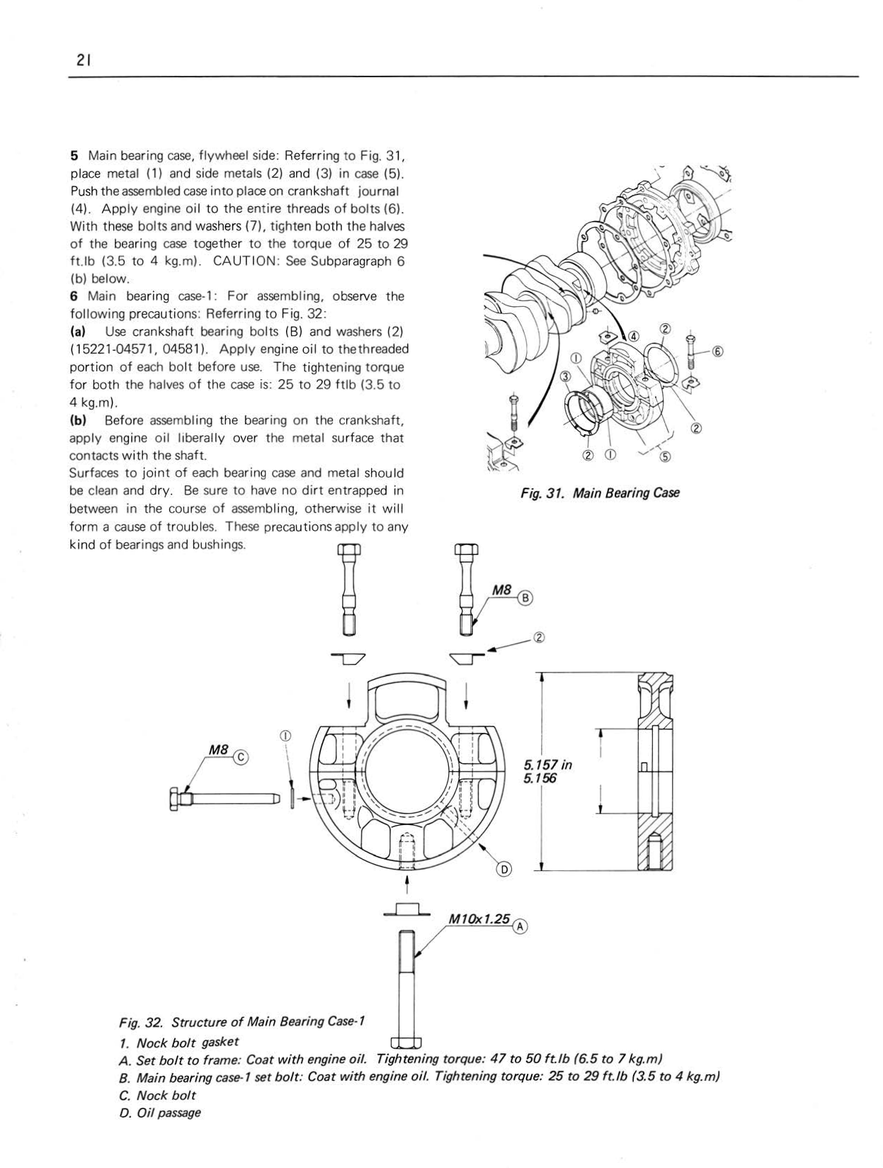 Technical diagram of a main bearing case with labeled parts for a Kubota tractor model L225.