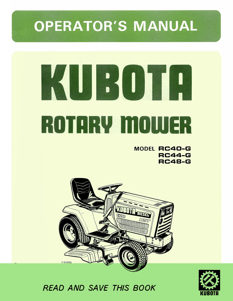 Kubota Rotary Mower Model RC40-G, RC44-G, RC48-G Operator's Manual