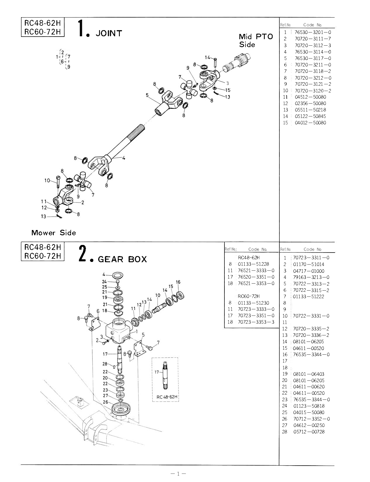 Kubota Rotary Mower Model RC48-62H and RC60-72H Operator's Manual