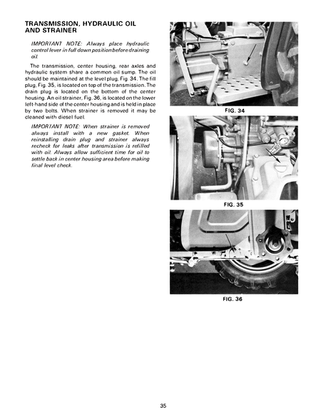 Technical Massey Ferguson MF 205 & 205-4 page on transmission, hydraulic oil, and strainer with illustrations and text.