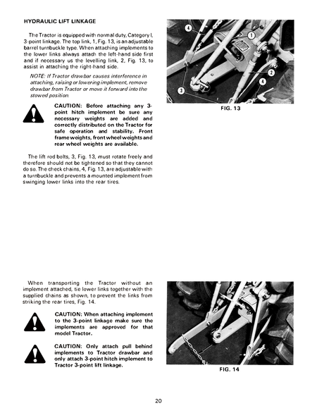 Technical Massey Ferguson MF 205 & 205-4 manual page with hydraulic lift linkage instructions and diagrams.