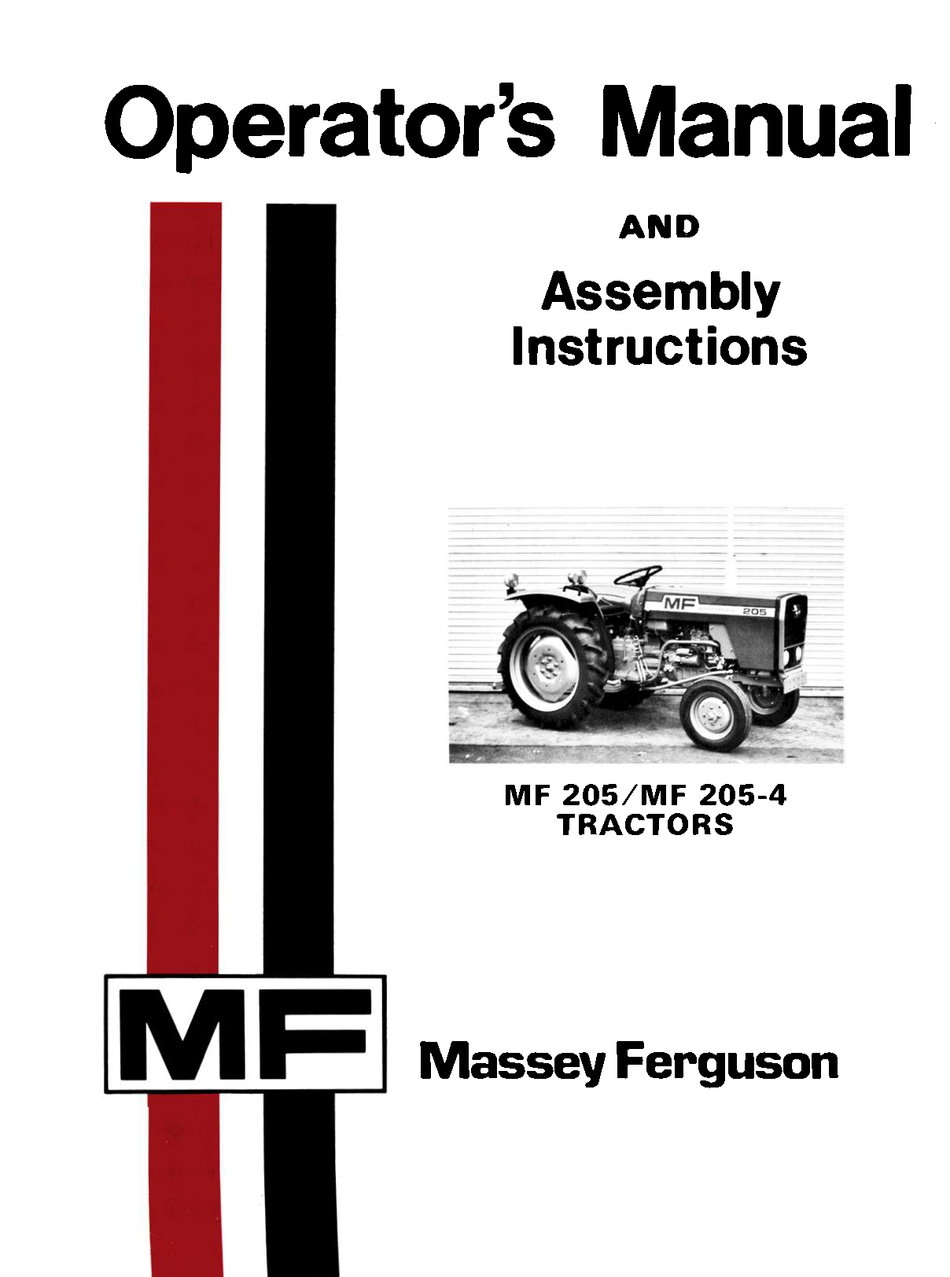 Massey Ferguson MF 205 & 205-4 operator's manual