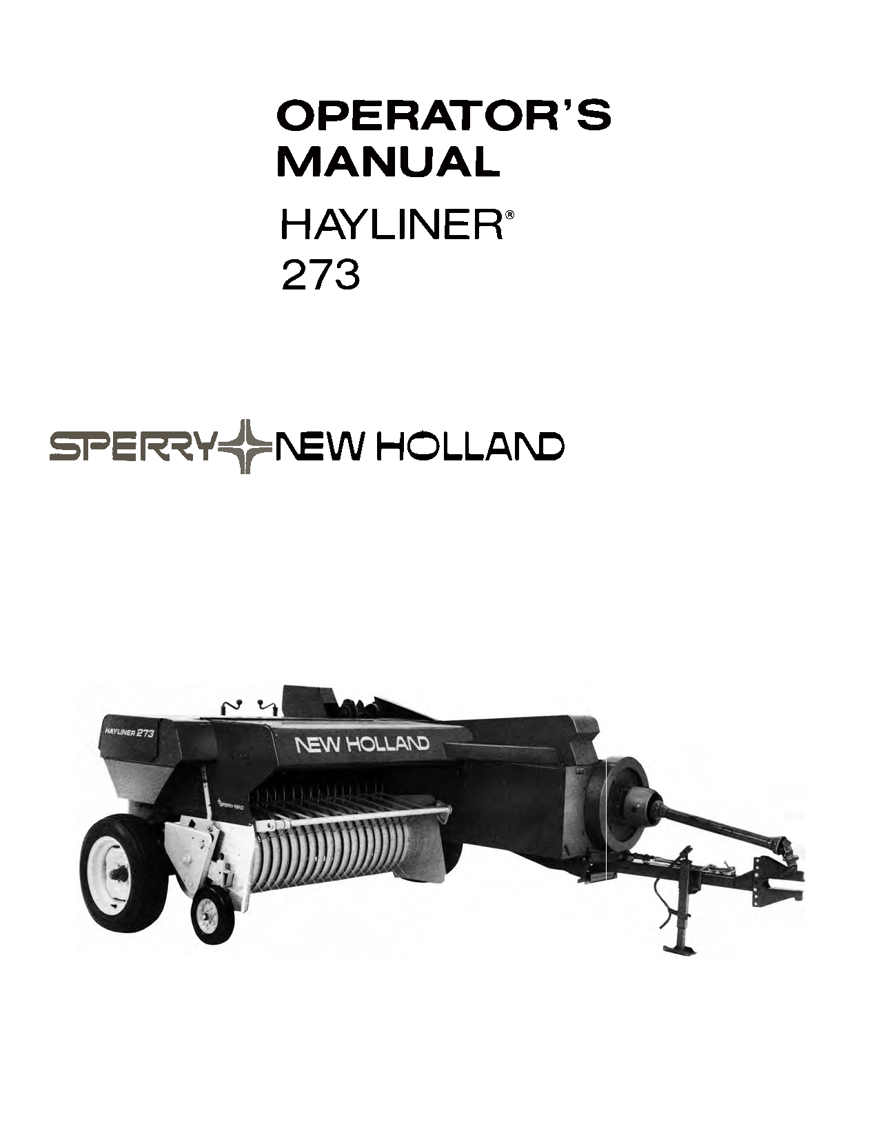 New Holland Hayliner 273 Baler Operator's Manual