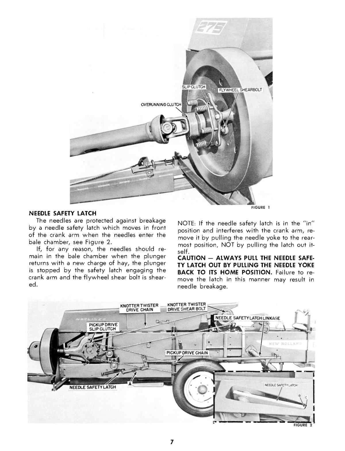 Technical diagram of a New Holland Hayliner 275 component with labeled parts and text on a white background.