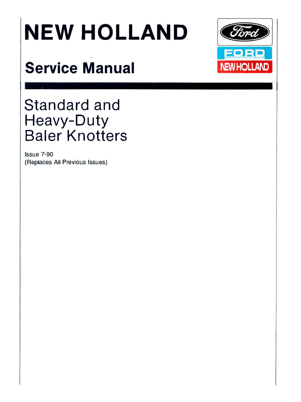 New Holland Baler Knotters Service Manual PDF