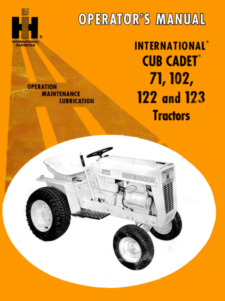 International Harvester Cub Cadet 71, 102, 122 and 123 Manual