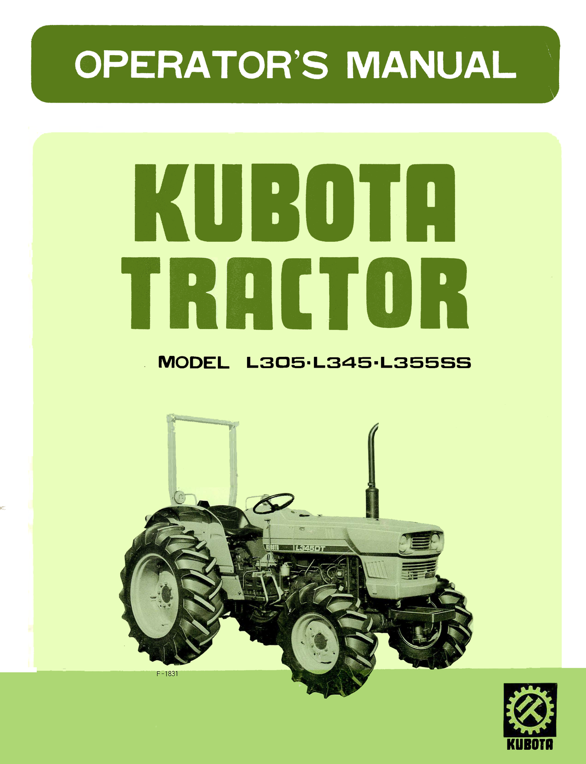 Kubota Tractor Model L305, L345, L355SS Operator's Manual – Ag Manuals ...
