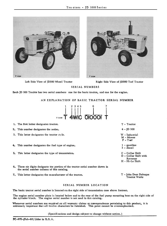John Deere JD 300 Tractor - Parts List - Ag Manuals - A Provider of Digital Farm Manuals - 2