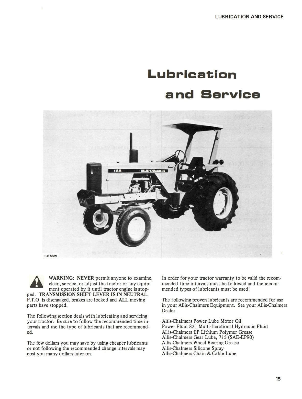 AllisChalmers 185 Diesel Tractor Operator's Manual Download Ag