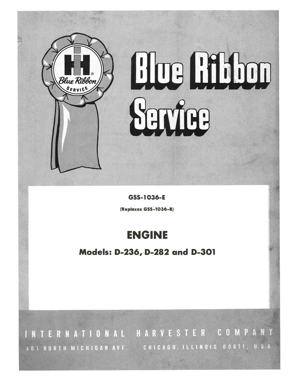 International Harvester GSS-1036-E Engine D-236, D-282, D-301 Service Manual