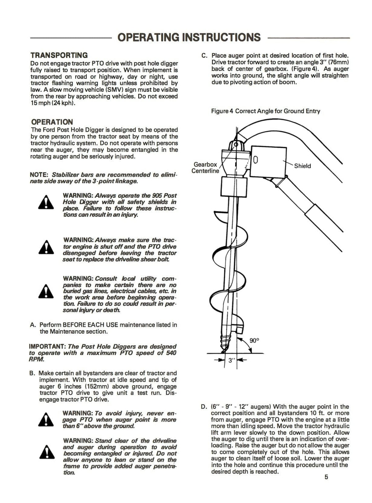 Ford Series 905 Light & Medium Duty Post Hole Digger - Operator's Manual - Ag Manuals - A Provider of Digital Farm Manuals - 3