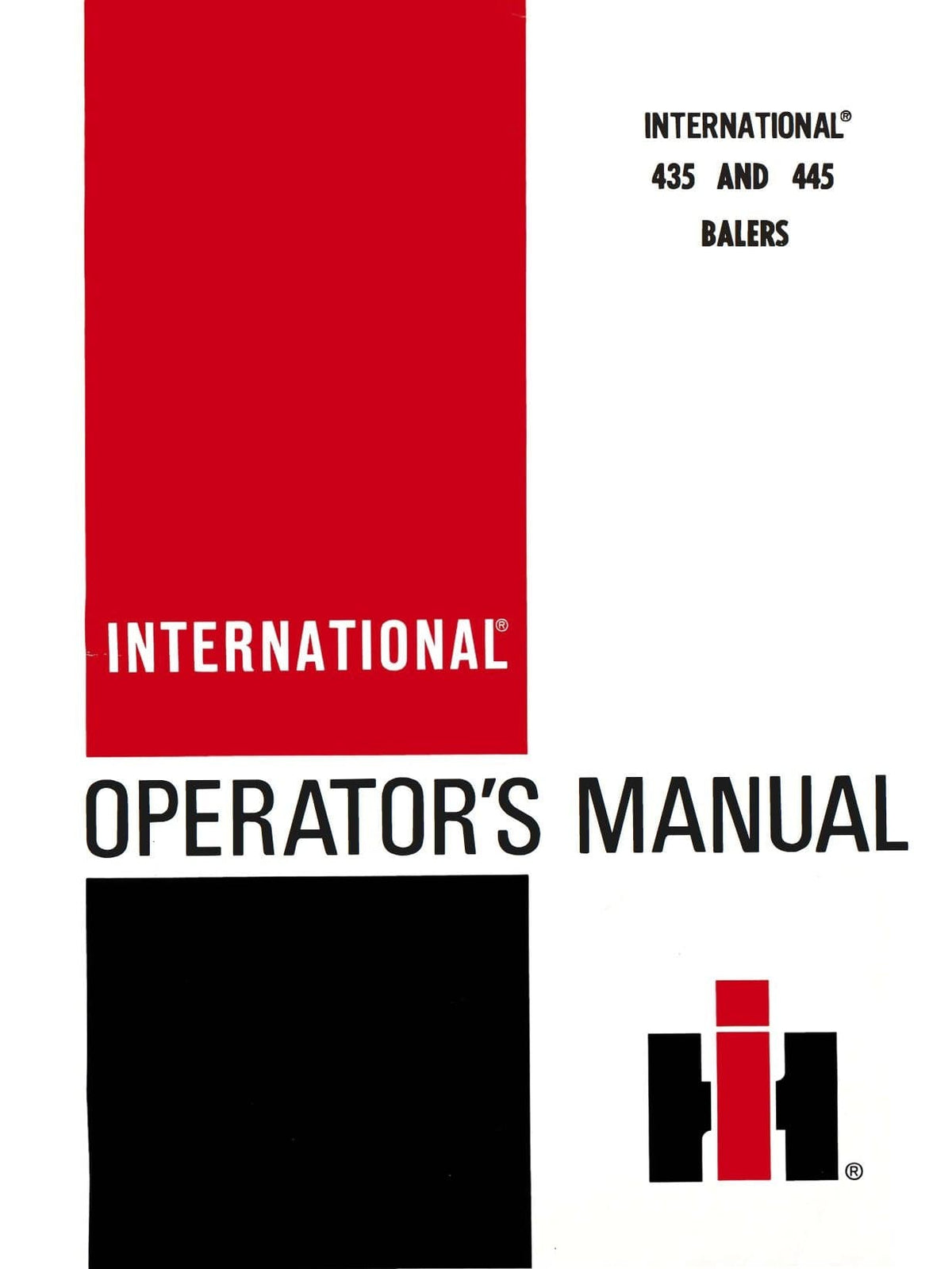 International 435 and 445 Balers Operator's Manual