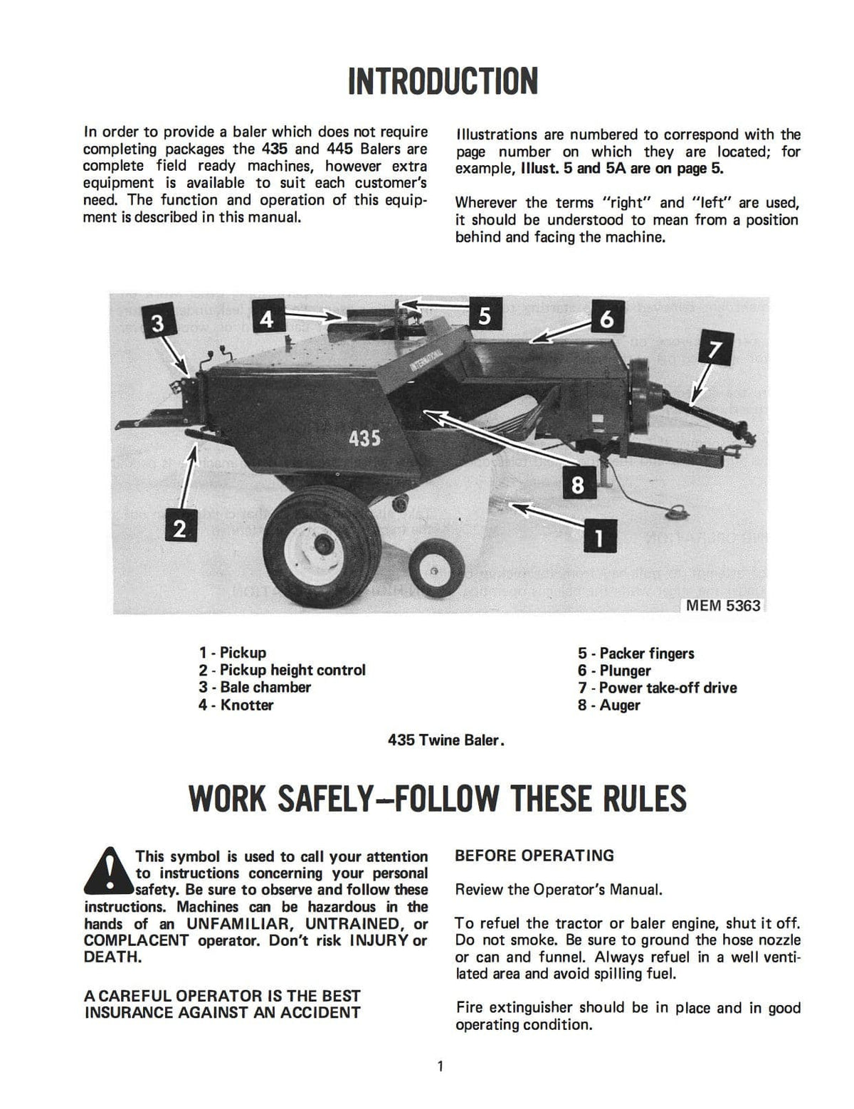 International 435 and 445 Balers Operator's Manual download
