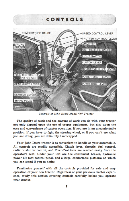 John Deere Model A Series Tractors - Operator's Manual - Ag Manuals - A Provider of Digital Farm Manuals - 3