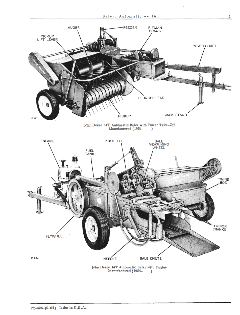 John Deere No. 14T Automatic Pickup Baler - Parts Catalog - Ag Manuals - A Provider of Digital Farm Manuals - 1