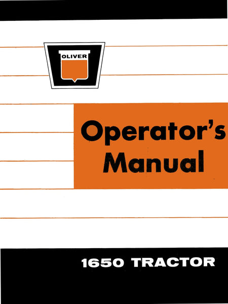 Oliver 1650 Tractor - Operator's Manual - Ag Manuals - A Provider of Digital Farm Manuals - 1